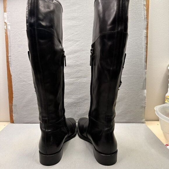 Faconnable Womens Size 9 (B) Riding Boots Black Leather Knee High Made in Italy - Picture 4 of 8